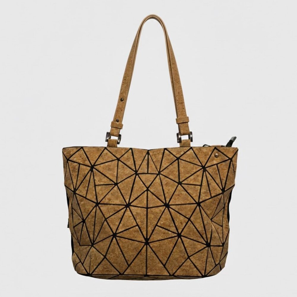 NWOT Cork Bag Double Strap Crossbody Tan Black Geometric